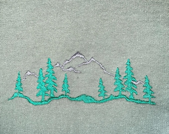 mountain embroidered sweatshirt, embroidered mountain sweatshirt, mountain embroidery, mountain embroidered, hiking sweatshirt, nature crew
