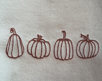 pumpkin outline embroidered sweatshirt, pumpkin outline pullover, simple fall pumpkin crewneck, minimalist fall sweatshirt, thanksgiving