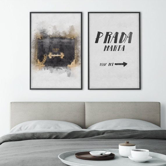 Set of 2 Prada Designer Handbag Watercolour Digital Prints Bedroom