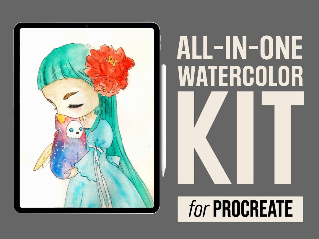 All-in-one Watercolor Kit for Procreate - Brushes Canvas Palettes ...