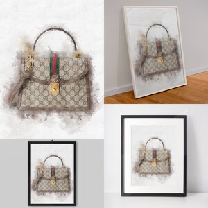 Set of 3 Designer Handbag Watercolour Prints | Gucci Prada Louis Vuitton |  Bedroom Dressing Room Home Decor Wall Art Poster Gifts for Her