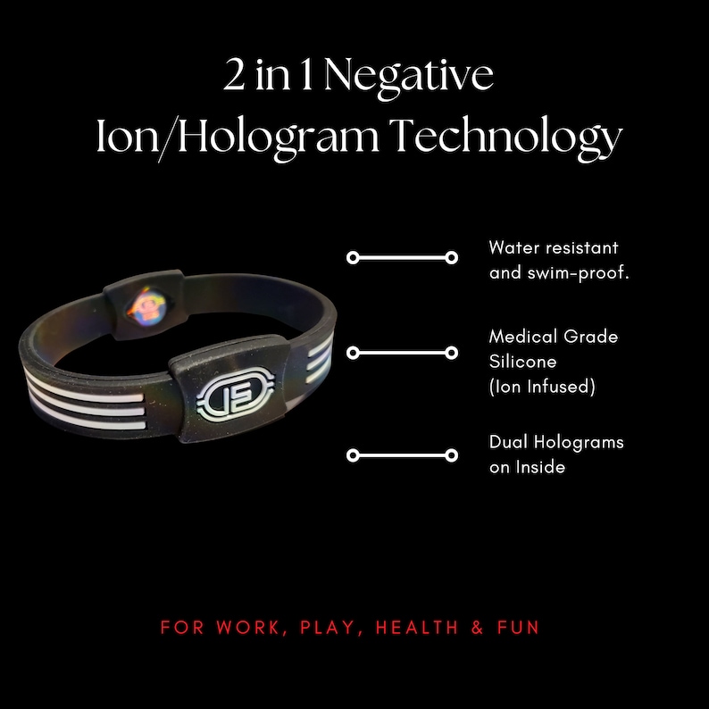 Ionic Energy Power Balance Bracelet 2 in 1 Hologram Negative Ion Technology Rx Magnetic Therapy Dr image 3