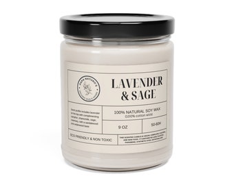 Papa Naturo's White Sage & Lavender Scented Natural Soy Candle, 9oz