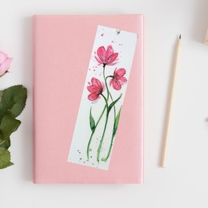 Watercolor Poppies Bookmarks Laminated Original Art Prints Lined Art