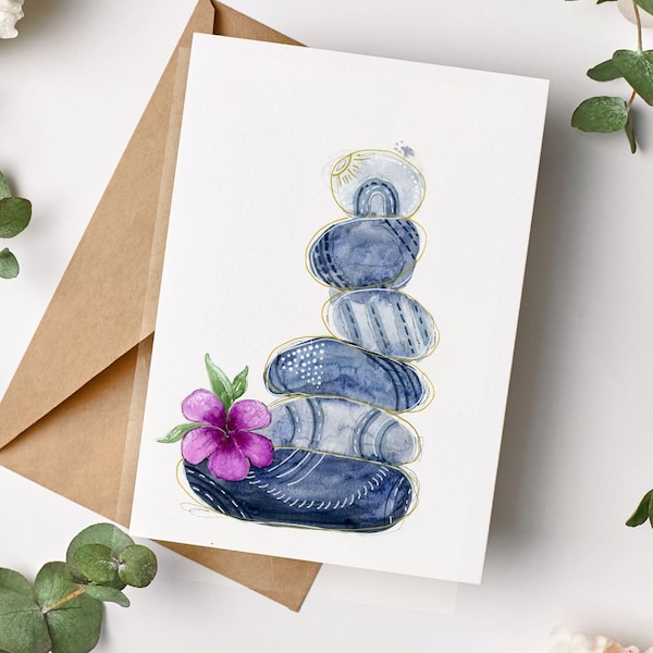 Watercolor Rock Cairn - Etsy