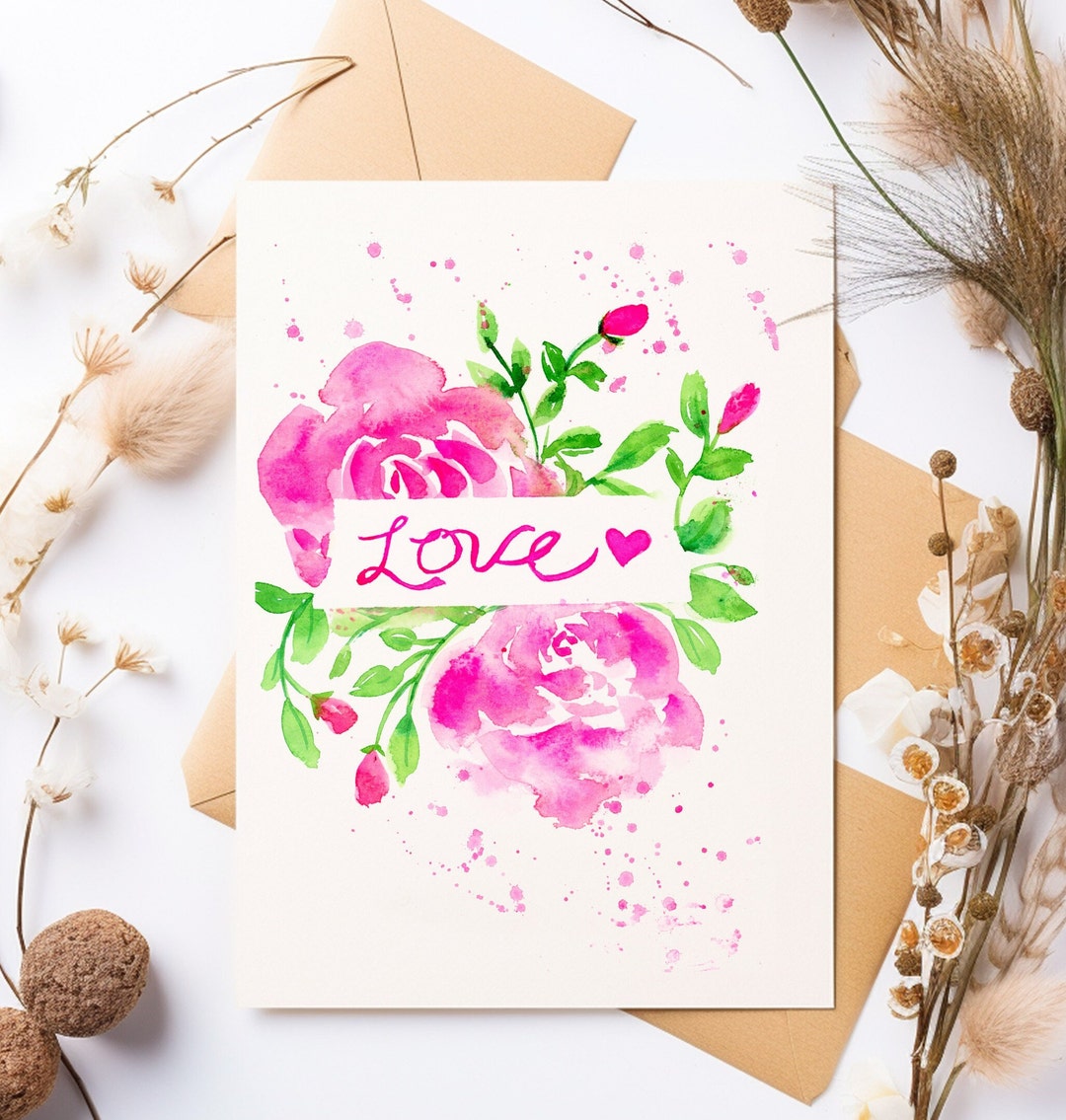 Watercolor Roses Notecards: Blank Floral Stationery Set of 8 - Etsy