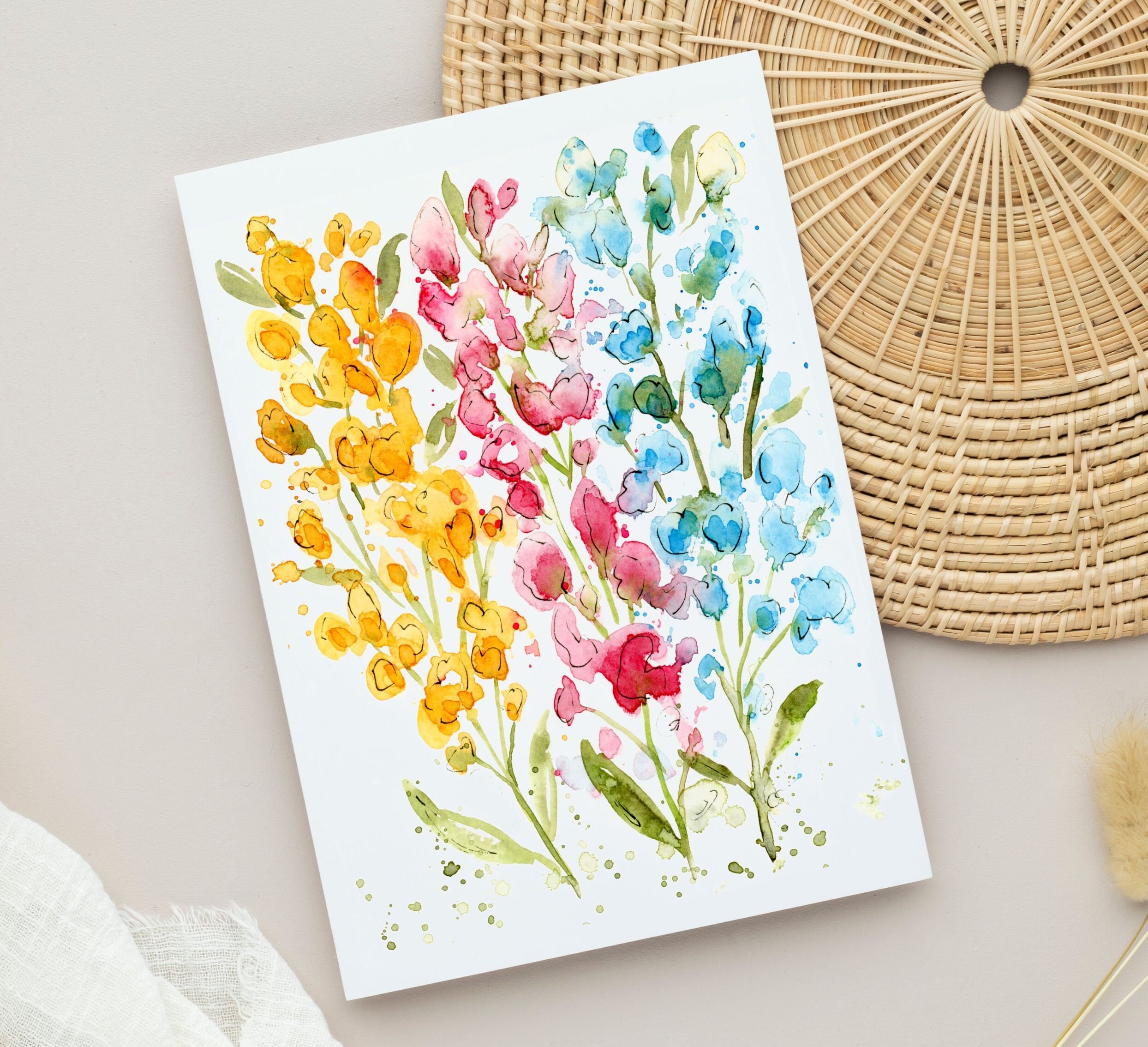 Watercolor Flower Notecards: Handmade Stationery Set of 8 - Etsy