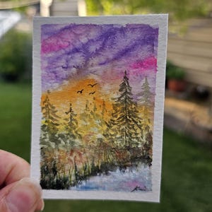 Hand-Painted ACEO Art Card | Watercolor Art | Nature Inspired Miniature Painting | Landscape Collectible Card | 2.5x3.5 Original Artwork