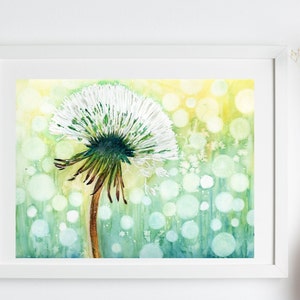 Watercolor Dandelion Art Print: Abstract Bokeh Floral Wall Art