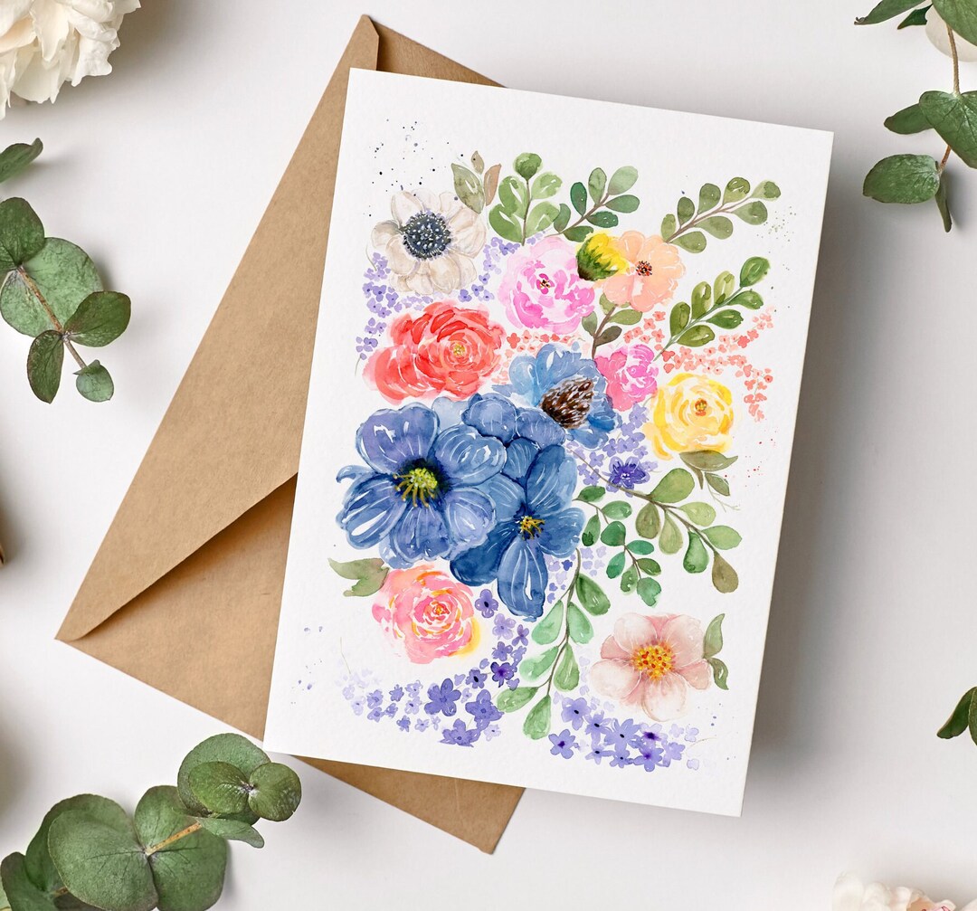 Watercolor Flower Notecards: Floral Stationery Set of 8 - Etsy