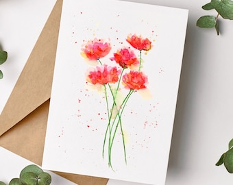 Watercolor Flowers Greeting Cards | Floral Notecards | Blank Stationery Card Set with Envelopes | Wildflowers Note Cards