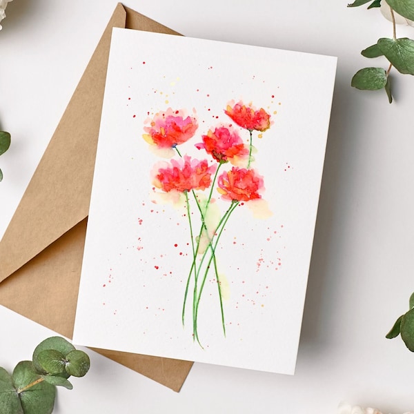 Watercolor Flowers Greeting Cards | Floral Notecards | Blank Stationery Card Set with Envelopes | Wildflowers Note Cards