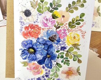 Watercolor Flower Notecards: Floral Stationery Set of 8
