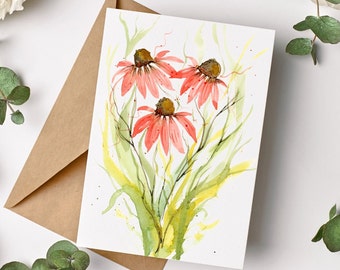 Watercolor Coneflower Notecards: Floral Stationery Set (Set of 8)