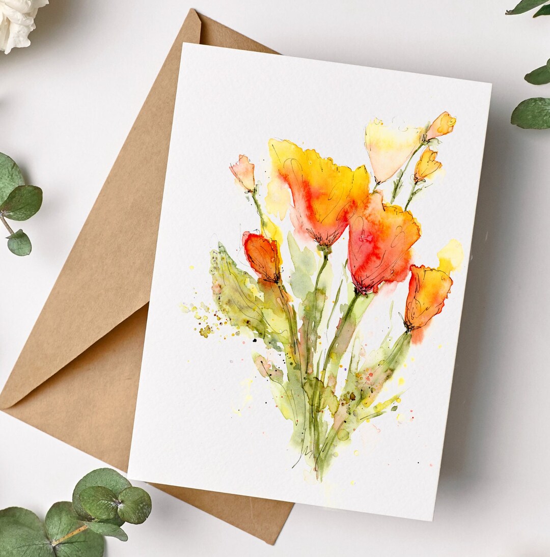 Watercolor Flower Notecards: Abstract Floral Stationery Set With ...