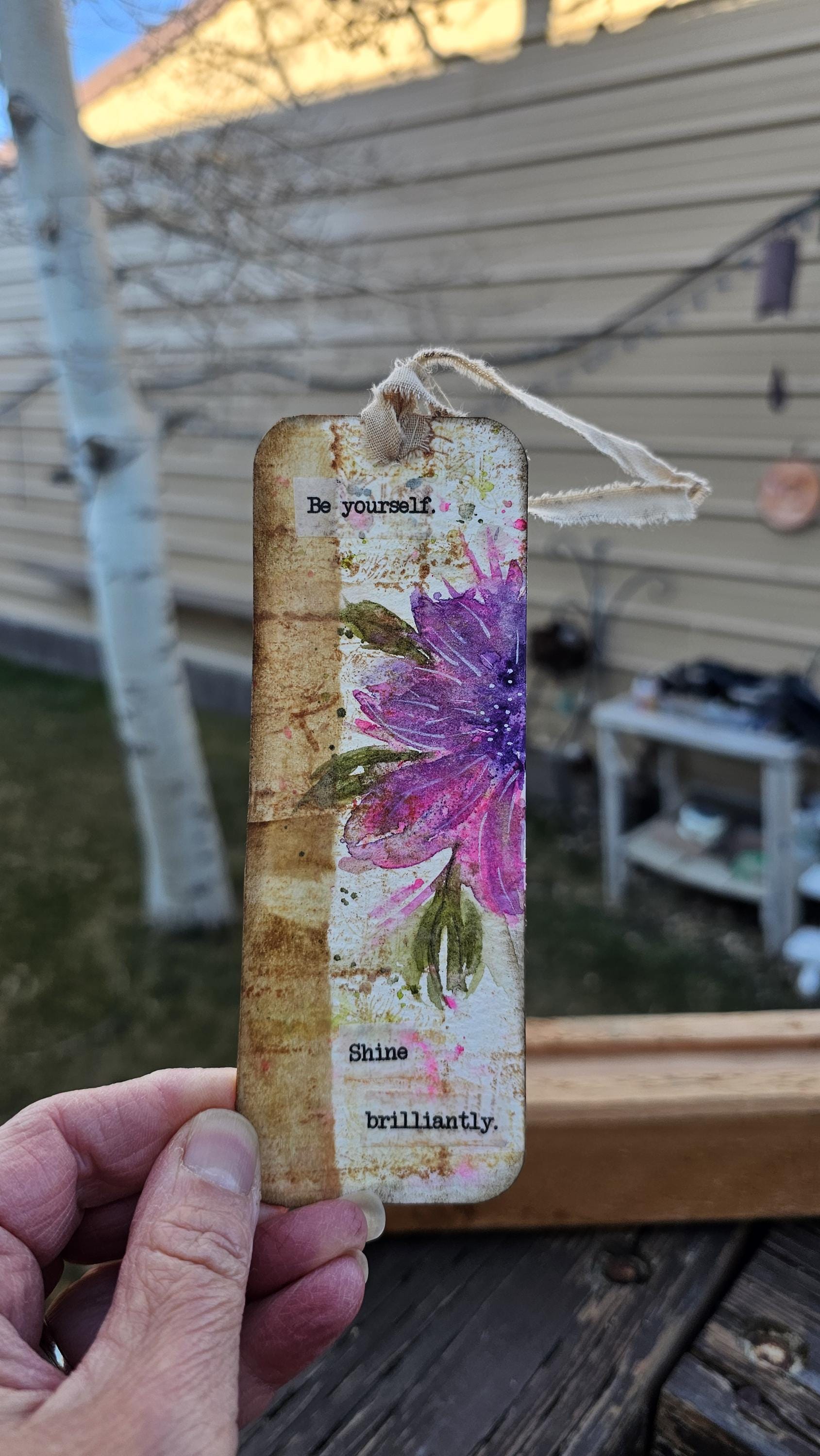 Handmade Original Bookmarks, Abstract Watercolor Wildflower, Grunge ...