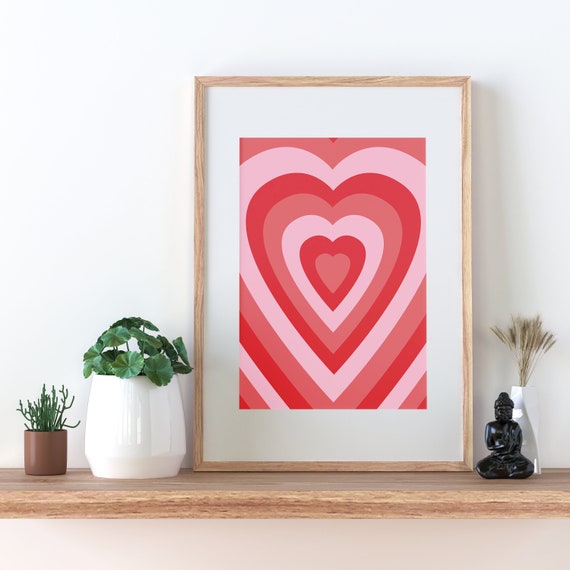 Red Heart Digital Print ,Trendy heart,Download instantly and print from  home, posters, DIY