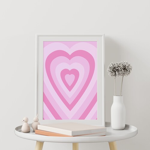 Pink Heart Print Trendy/retro Heartdownload Instantly and - Etsy