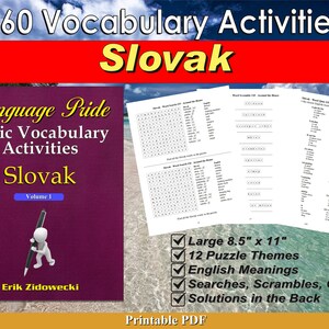 Language Pride Basic Vocabulary Activities Ebook - Slovak - Volume 1