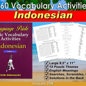 Sprache Pride Basic Vocabulary Aktivitäten Ebook - Indonesisch - Volume 1