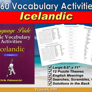 Language Pride Basic Vocabulary Activities Ebook - Icelandic - Volume 1