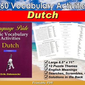 Language Pride Basic Vocabulary Activities Ebook - Dutch - Volume 1