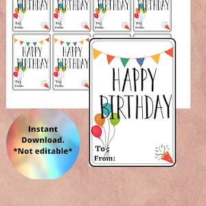 Happy Birthday Gift Tags Printable Birthday Gift Tags - Etsy