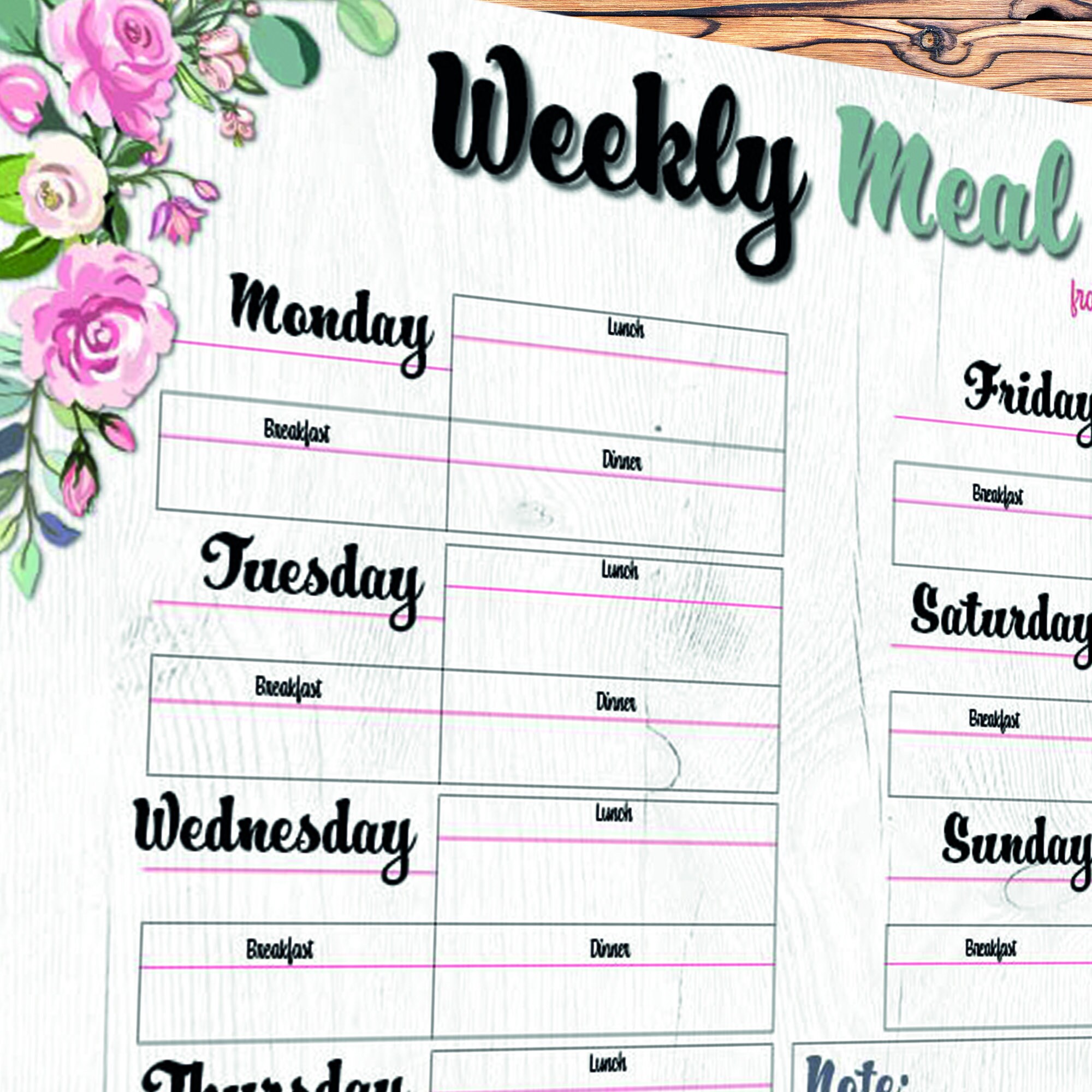 meal planner weekly meal planner editable printable etsy