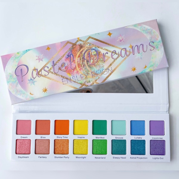 Pastel Dreams Eyeshadow Palette, Rainbow Eyeshadow Palette, Pastel Makeup, Cosplay Makeup, Fairy Makeup, Bridal Makeup, Shimmer Eyeshadow