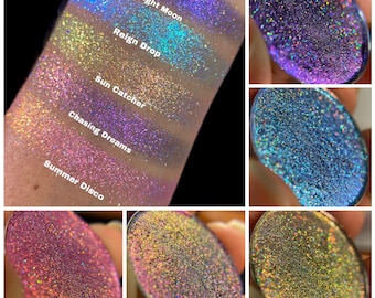 Strawberry Moon Full Moon Holochrome Pressed Eyeshadow, holographic multichrome eyeshadow, colorful eyeshadow, best eyeshadow singles