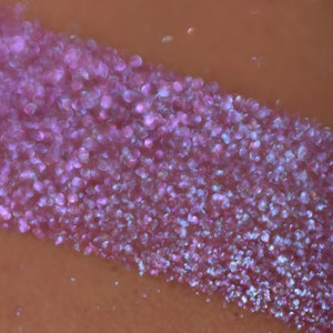 Enchanted Loose Pigment Eyeshadow, diamond duo-chrome eyeshadow, sparkly eyeshadow, iridescent eyeshadow, pastel pink purple eyeshadow