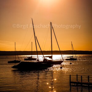 Sunset Sailing Boat Ammersee Decoration Canvas Maritime Coast Lake Sun Christmas Gift Birthday Gift Wall Picture Decor