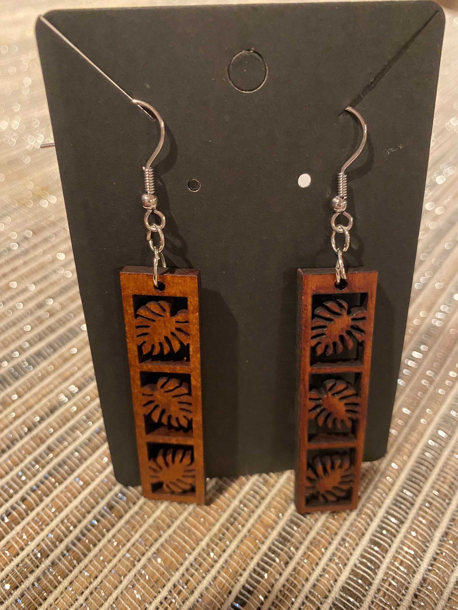 Hawaiian style wood drop earrings. Hawaiian patterns Etsy