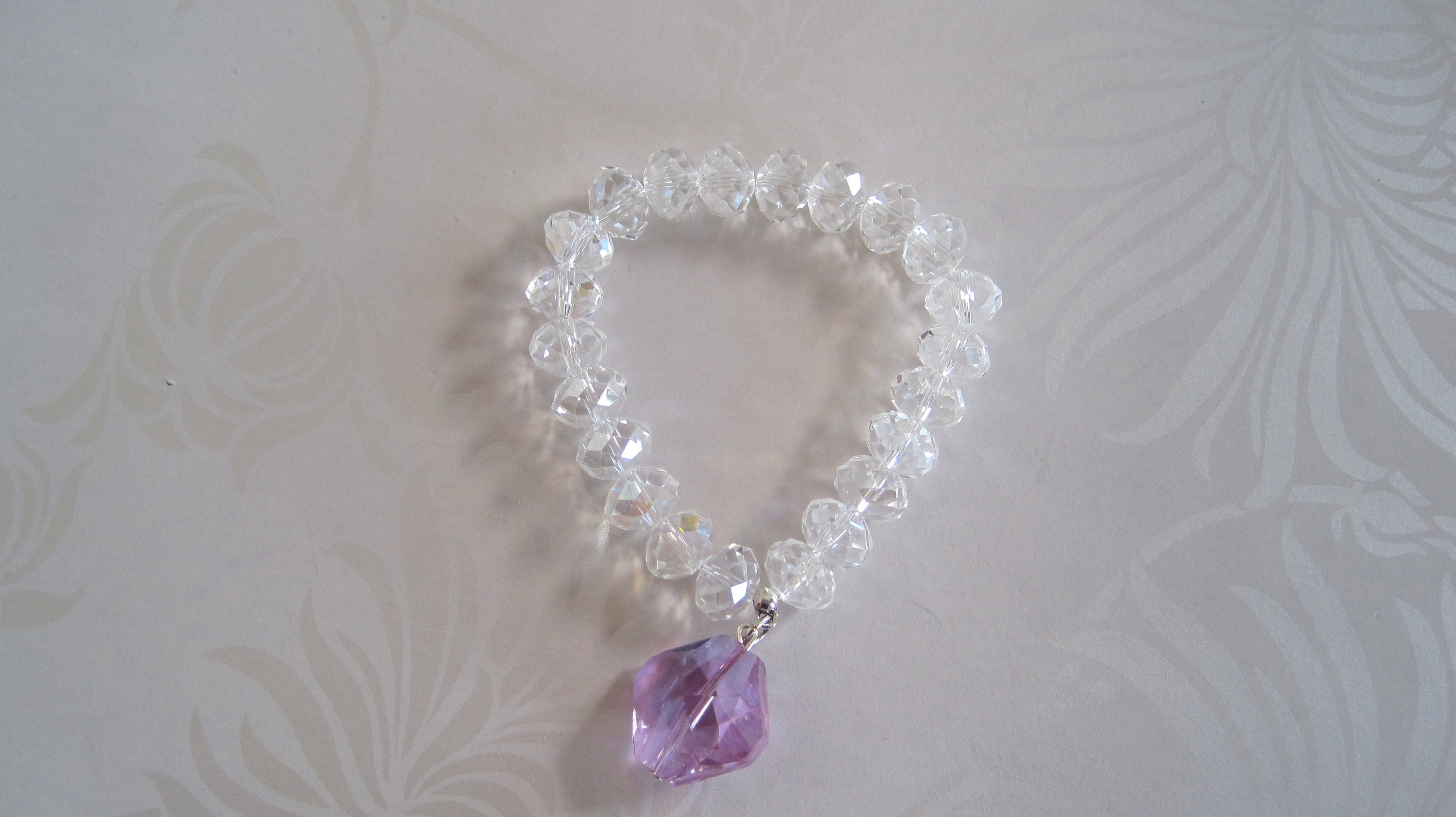 Crystal Rondelle Bracelet with Faceted Crystal Charm Etsy