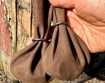 Medieval leather money pouch “Felis” with two compartments, LARP wallet, 3 colors