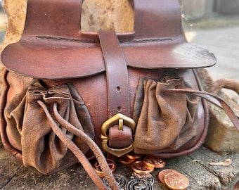Kidney pouch “Louis” medieval leather belt bag, LARP bag, historical clothing, leather pouch, knight