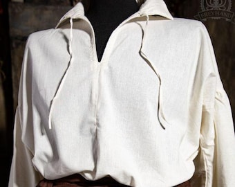 Shirt “Remy” – historical cotton shirt for LARP | Musketeer | Mercenary | Renaissance | Baroque | Thirty Years' War | natural white