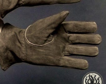 Soft leather gloves, nubuck leather gloves "Sascha", LARP gloves, medieval market gloves, work gloves | brown or black
