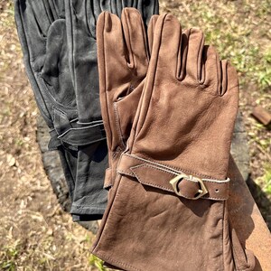 Soft leather gloves with nubuck leather cuffs "Ulex", LARP gloves, medieval market, clothing | brown, black image 9