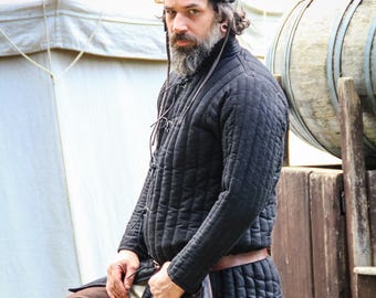 Gambeson “Rabenfurth” Knee-length padded LARP coat, medieval underarmor, knight's armor, garb, medieval clothing
