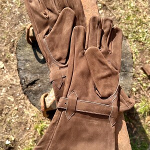 Soft leather gloves with nubuck leather cuffs "Ulex", LARP gloves, medieval market, clothing | brown, black image 10