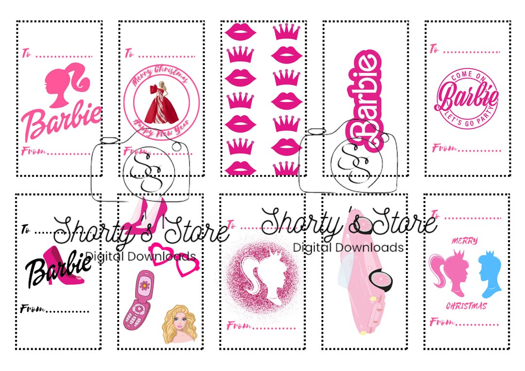 PDF FILE. 10 Barbie Christmas Gift Tags - Etsy