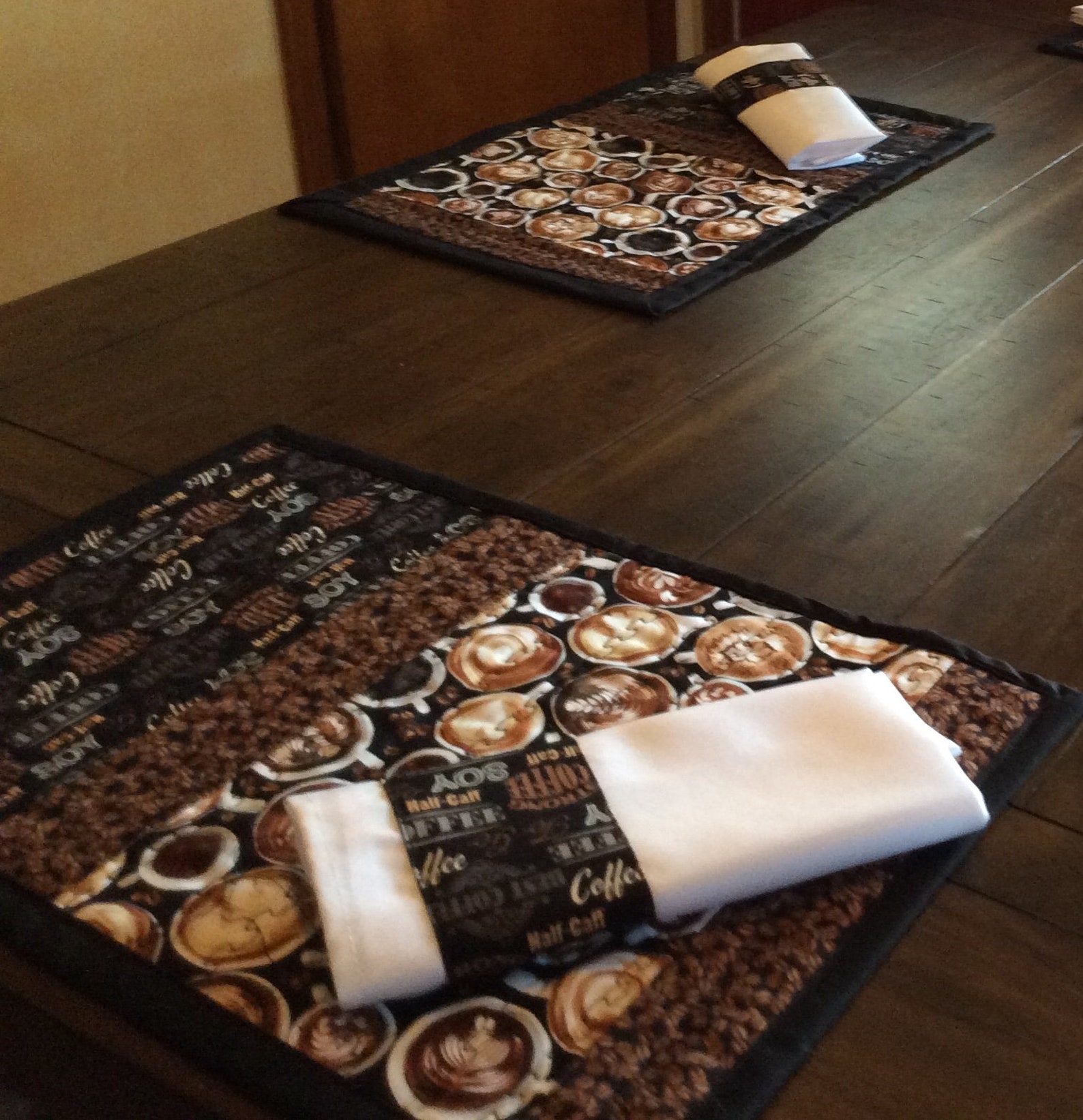 Quilted Coffee Place Mats with matching napkins Etsy