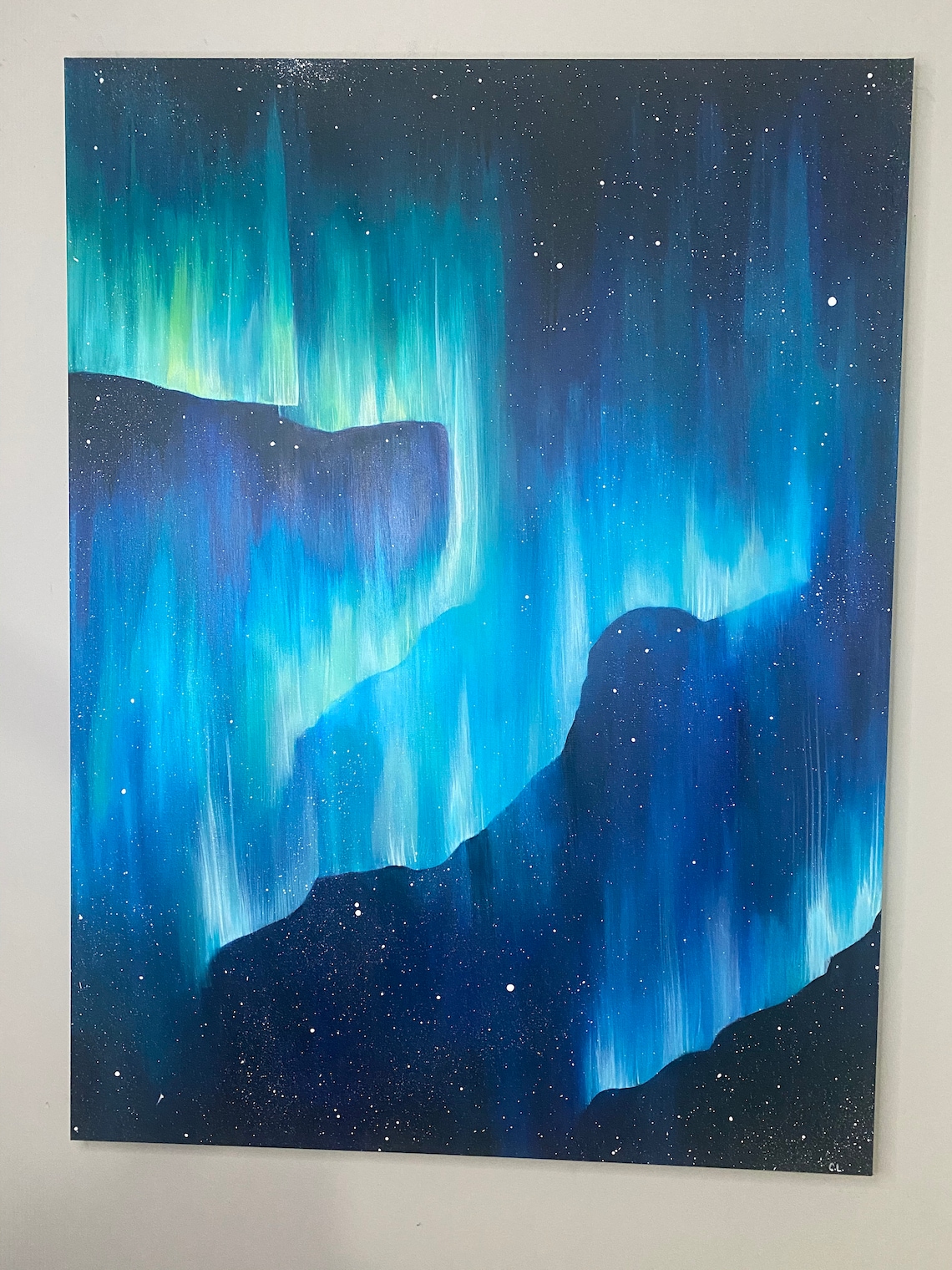 Northern Lights Acrylic painting. Wall art | Etsy