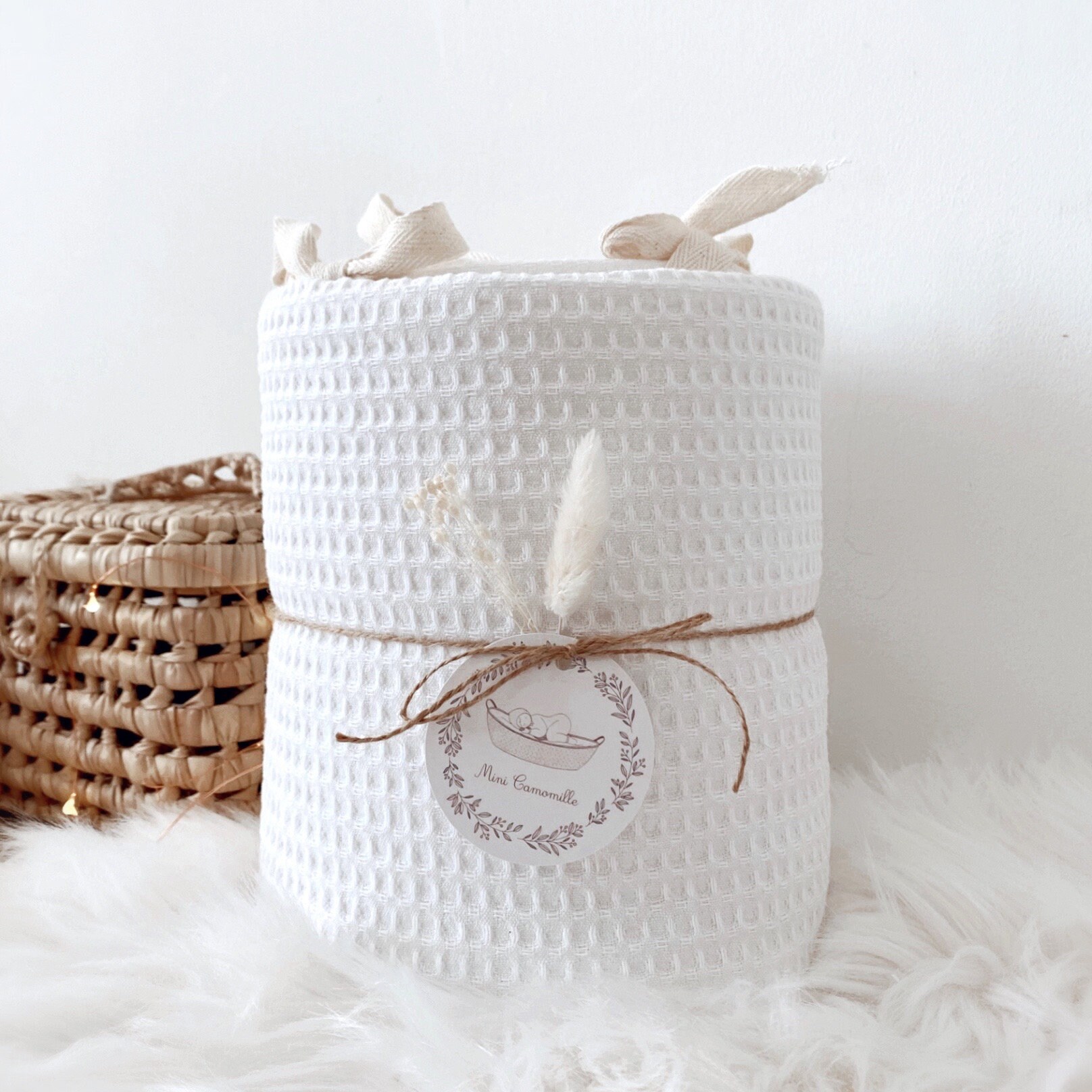 Tour Pour Couffin Blanc Nid d'abeille Personnalisable