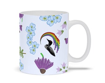 Northwoods Life 11 Oz Mug | Wildflowers Mug | Wildflower Design | Loon Mug | Rainbow Mug