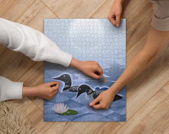Loon Family jigsaw puzzle | whole family activity | Northwoods puzzle | camping puzzle