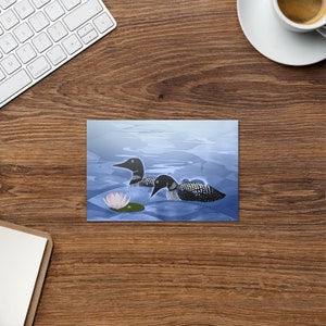 Carte de voeux de la famille Loon | carte de voeux d'oiseau | oiseaux du lac du nord | Lac Loon | vacances d'été | carte d'amitié