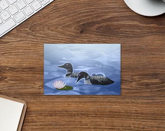 Loon Family greeting card | bird greeting card | north lake birds | Loon lake | summer vacation | friendship card