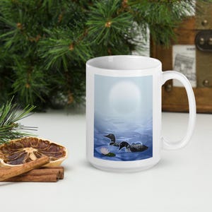 Loon Family white glossy mug | Loons and chick | Northwoods loons | Loon painting mug